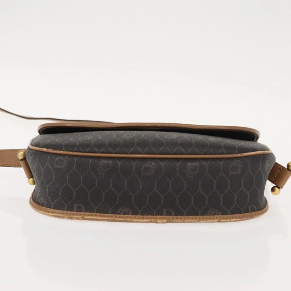 Christian Dior Honeycomb Canvas Shoulder Bag PVC Black Gold Auth BA7309 - Picture 7 of 16